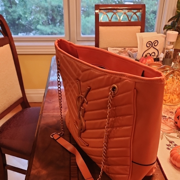 Orange Quilted Chain Shoulder Bag Ysl - Picture 4 of 4